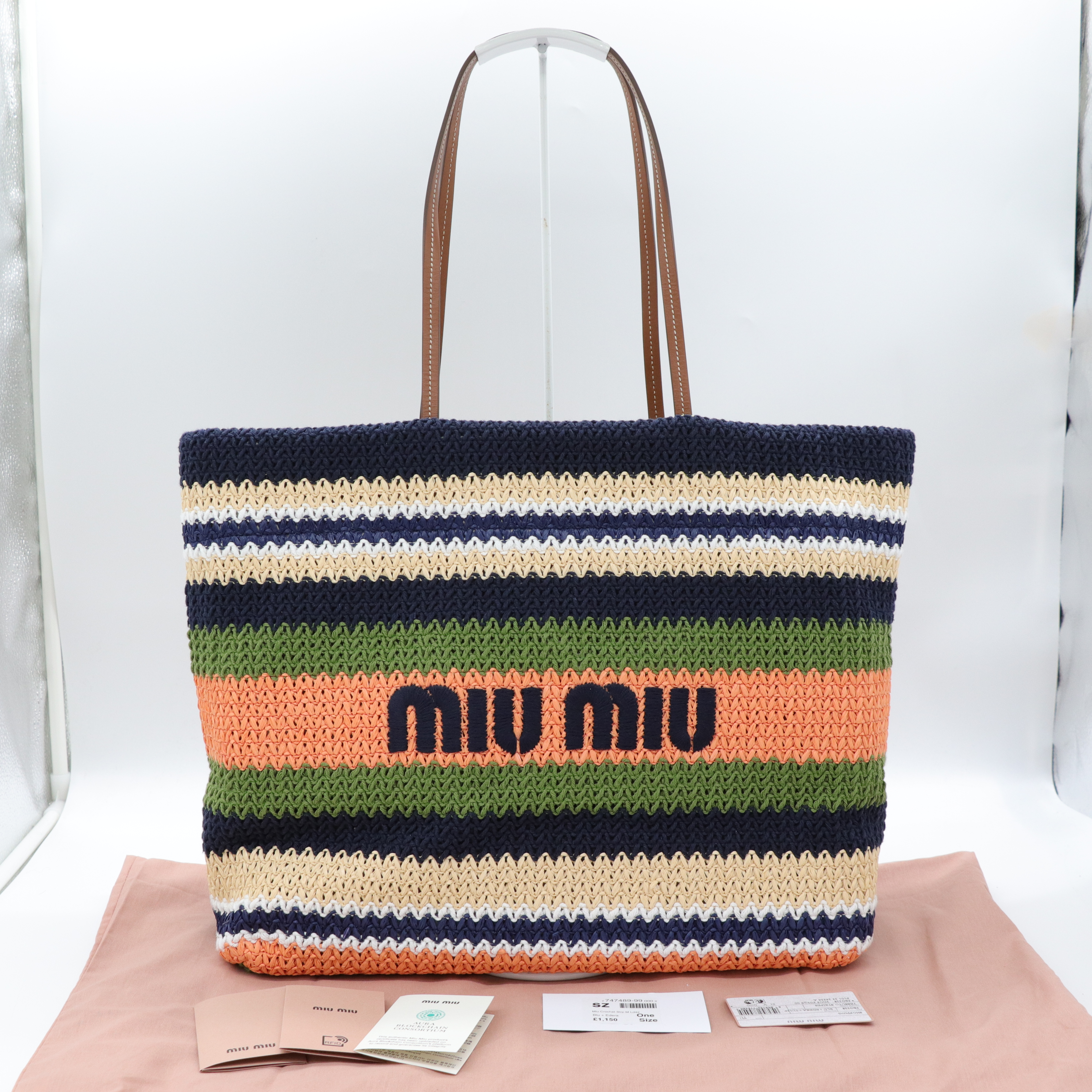 MiuMiu Tessuto 撞色 草編包-0