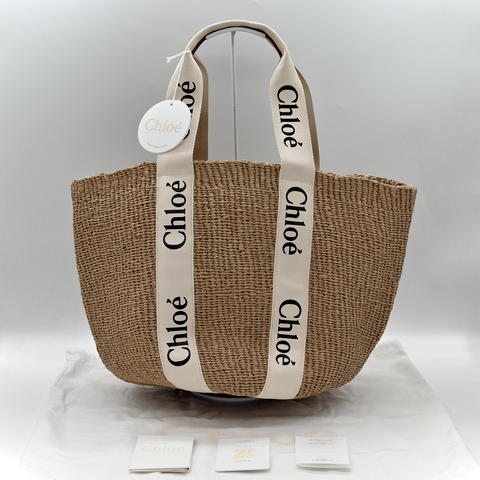 Chloé 蔻伊 Woody 大號 米白 草編包