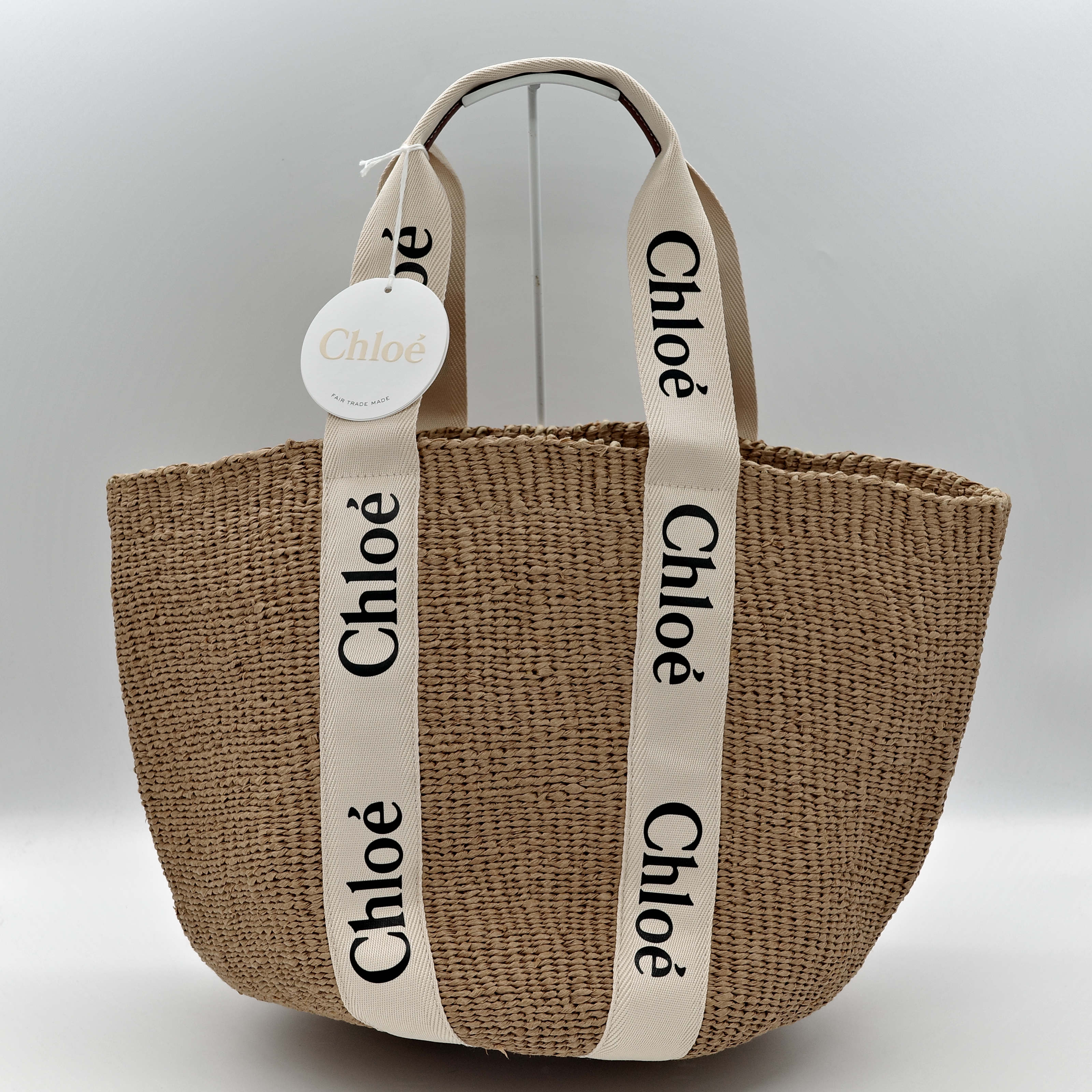 Chloé 蔻伊 Woody 大號 米白 草編包-1