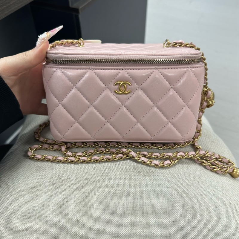 Chanel香奈兒 粉色金球長盒子 芯片款 97新-0