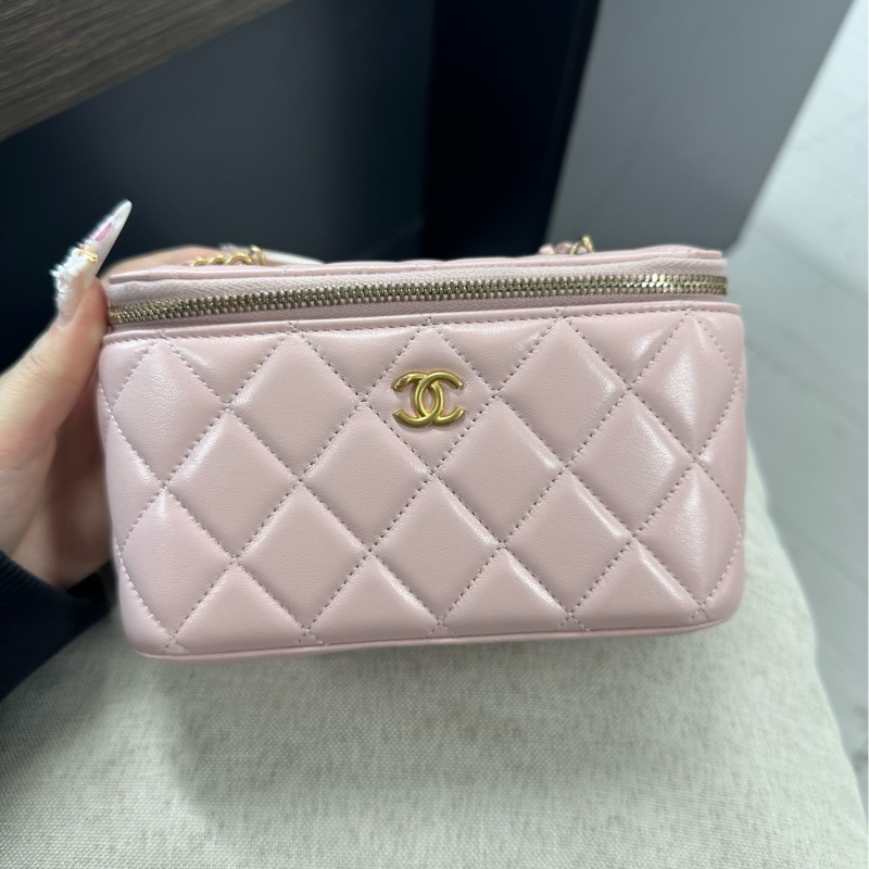 Chanel香奈兒 粉色金球長盒子 芯片款 97新-1