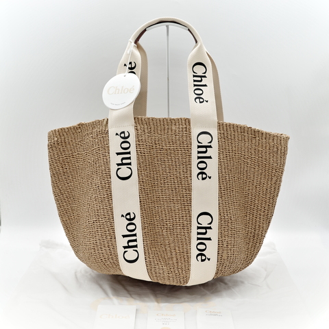 Chloé 蔻伊 Woody 大號 米白 草編包