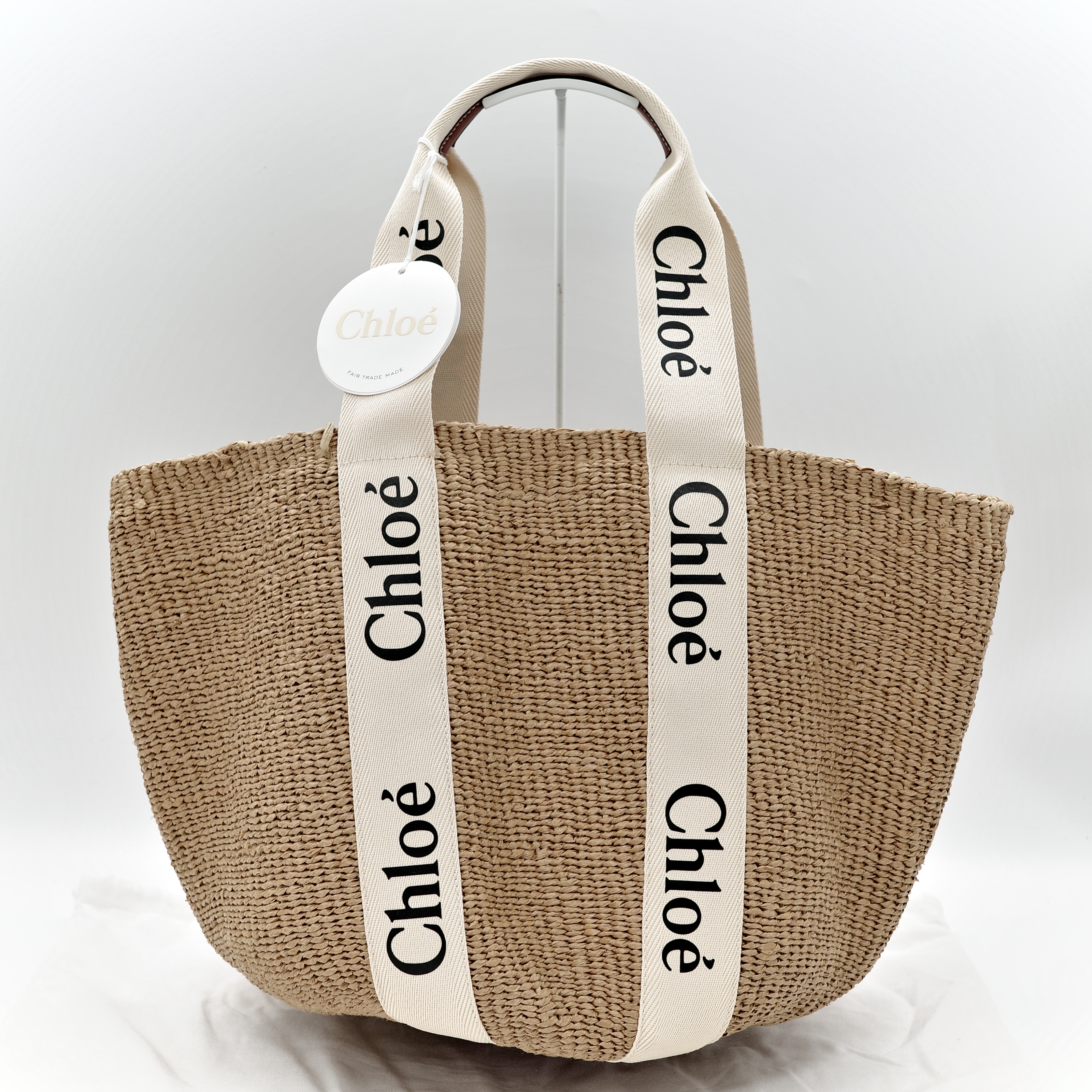 Chloé 蔻伊 Woody 大號 米白 草編包-1