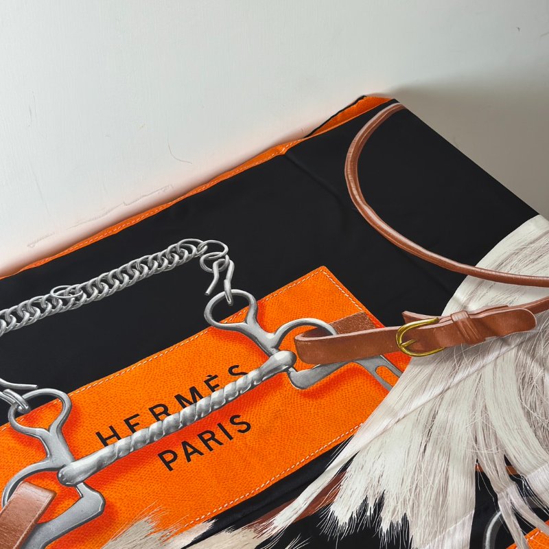 HERMES Projets Carres Poncho 馬具博物館披肩 140 - 黑-6