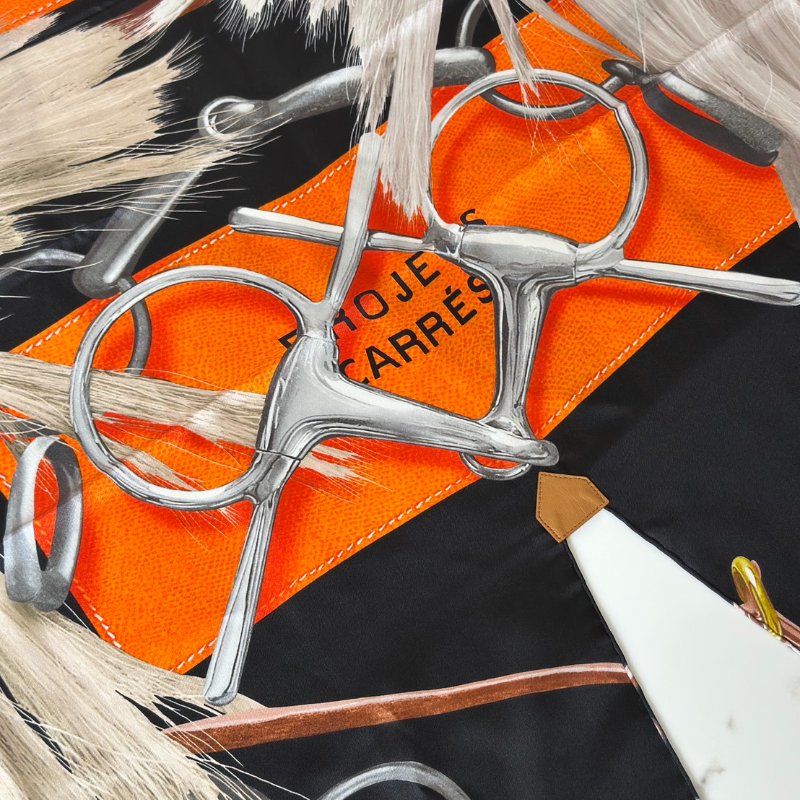 HERMES Projets Carres Poncho 馬具博物館披肩 140 - 黑-7