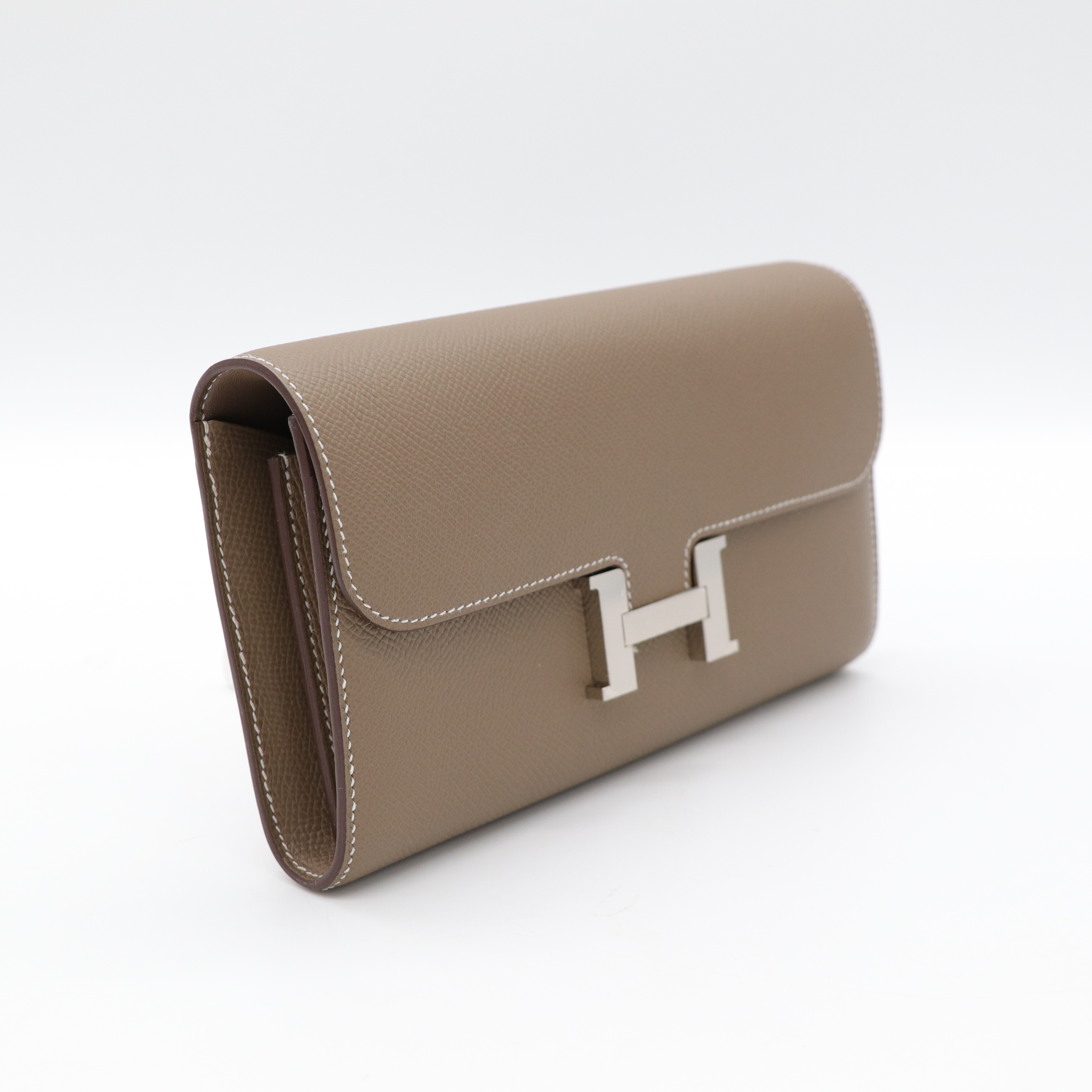 Hermès 愛馬仕 大象灰 牛皮 銀扣 康康 To go 手拿包 肩背包-2