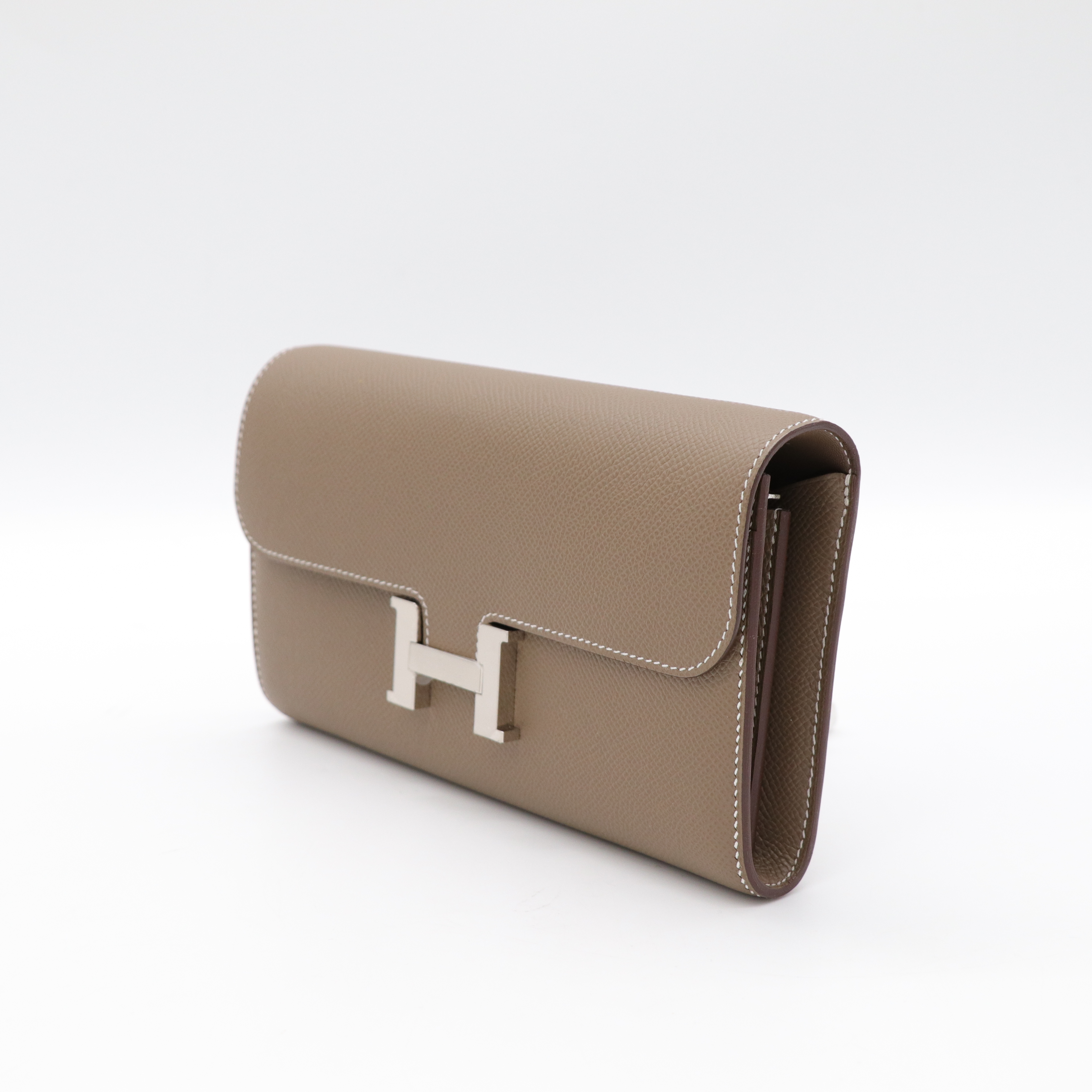 Hermès 愛馬仕 大象灰 牛皮 銀扣 康康 To go 手拿包 肩背包-3