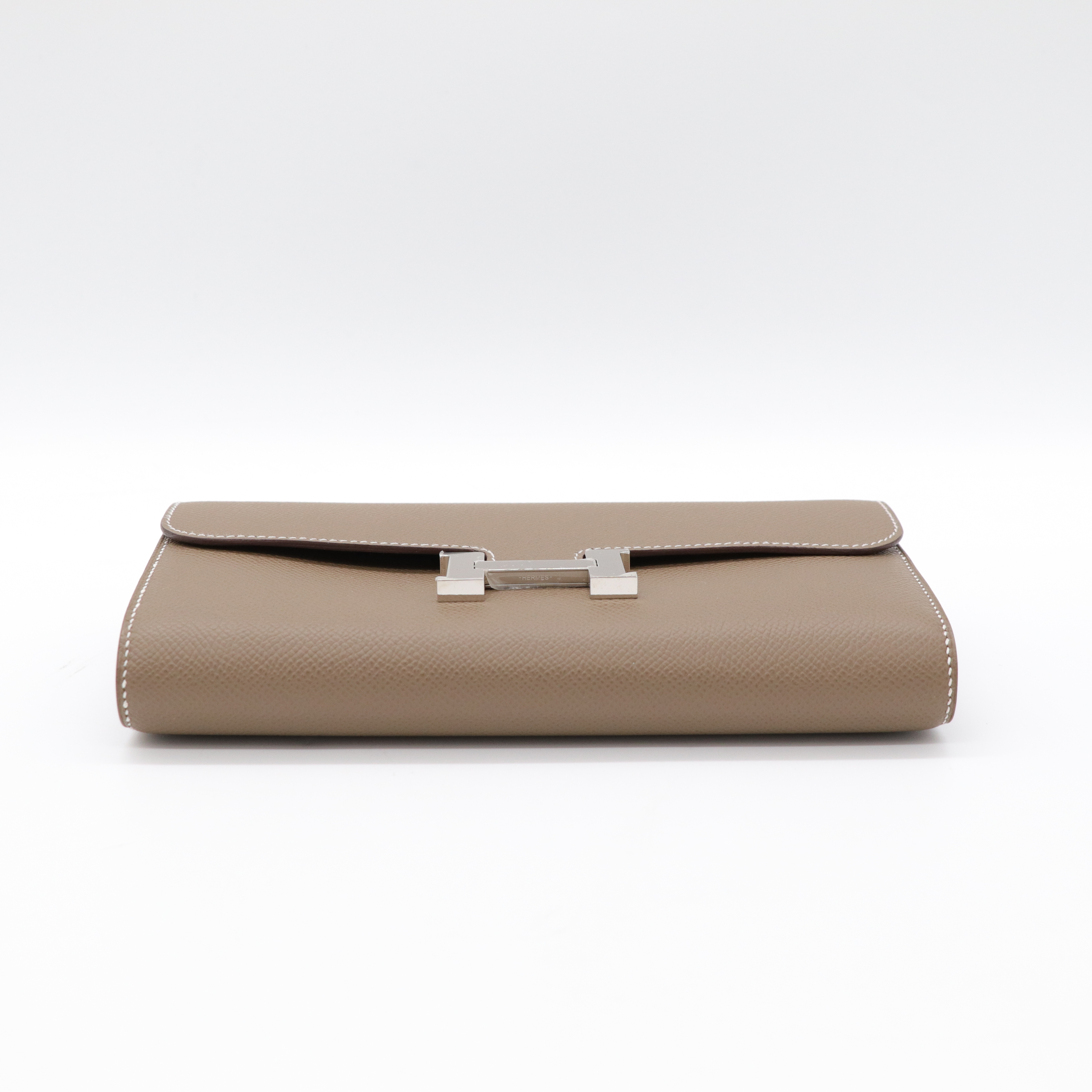 Hermès 愛馬仕 大象灰 牛皮 銀扣 康康 To go 手拿包 肩背包-5