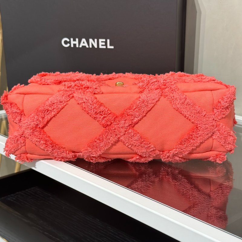 CHANEL 19 Bag 菱格紋手提肩背包 30 - 絨毛珊瑚粉金30開-5