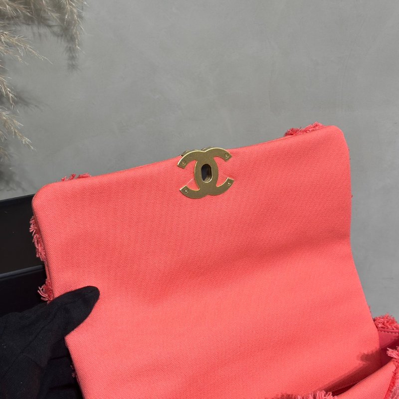 CHANEL 19 Bag 菱格紋手提肩背包 30 - 絨毛珊瑚粉金30開-7