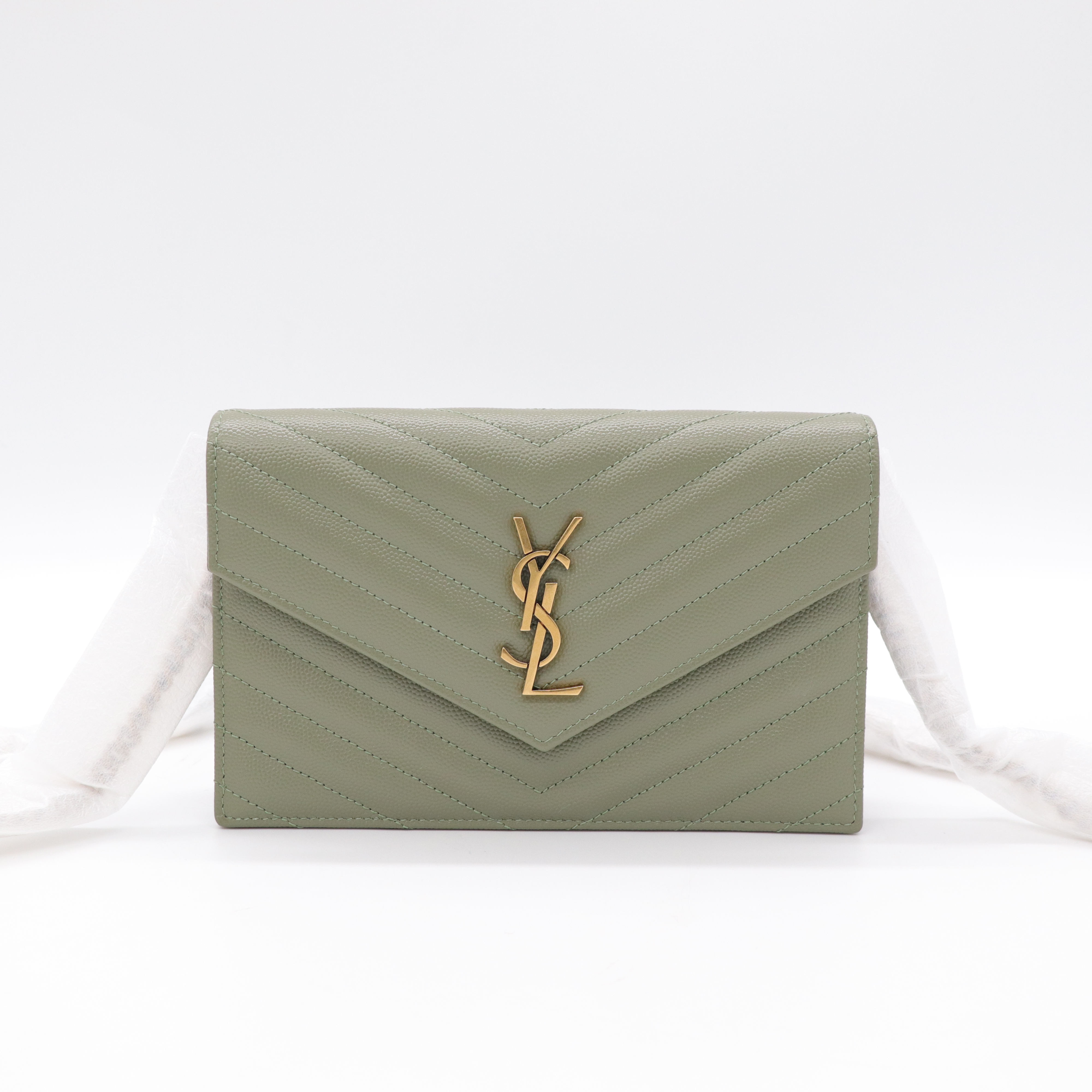 Saint Laurent 聖羅蘭 鼠尾草綠 WOC 信封包 斜背包-1