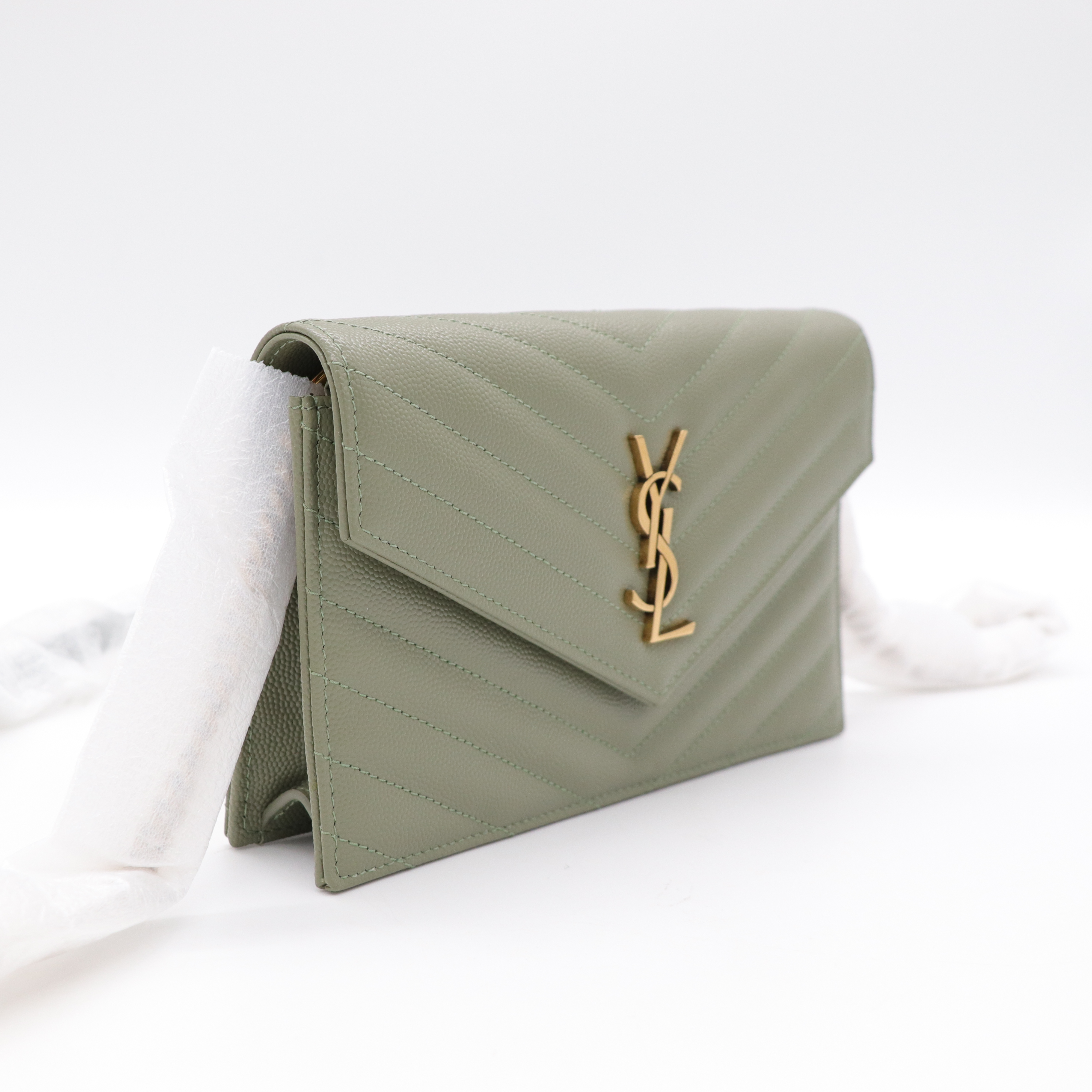 Saint Laurent 聖羅蘭 鼠尾草綠 WOC 信封包 斜背包-2