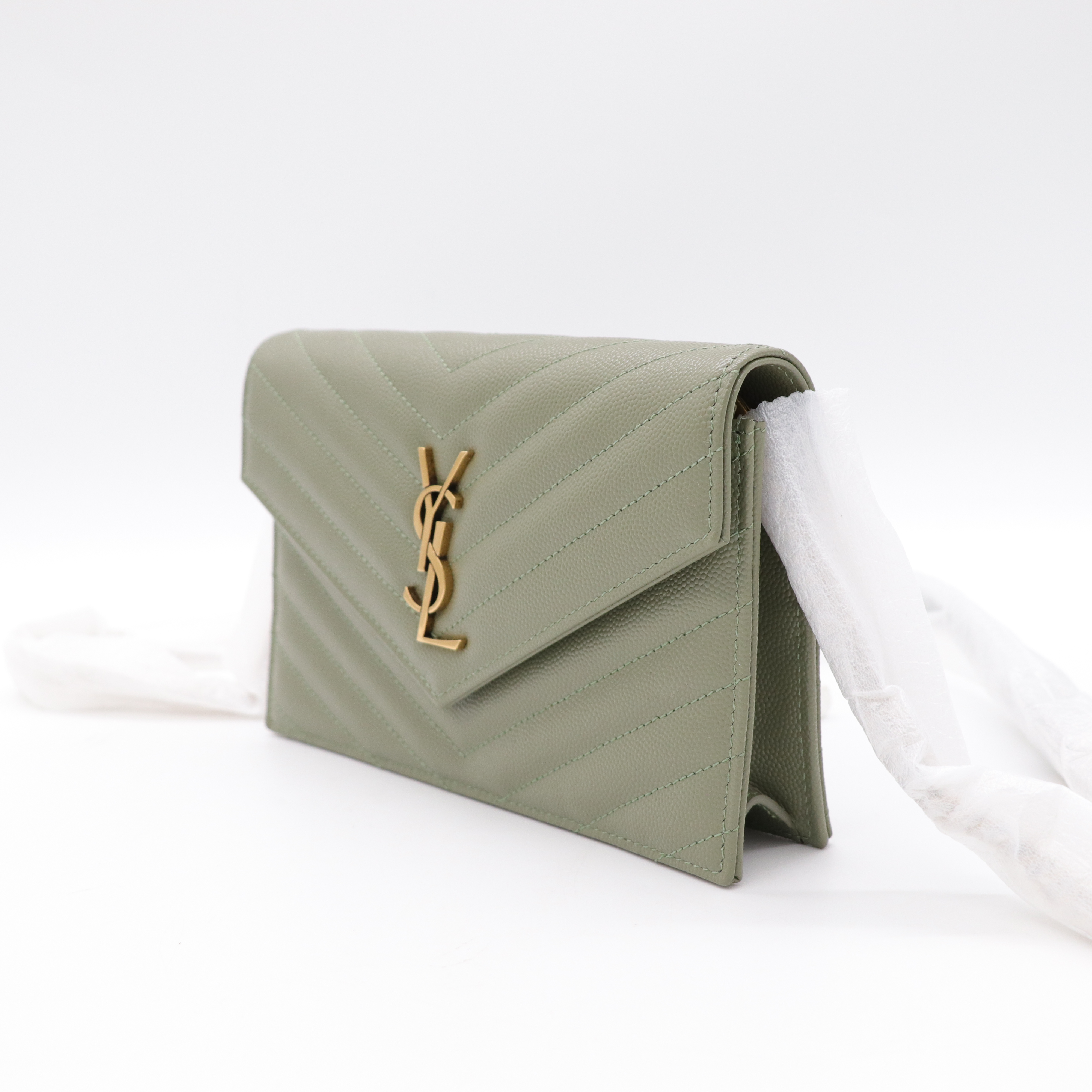 Saint Laurent 聖羅蘭 鼠尾草綠 WOC 信封包 斜背包-3