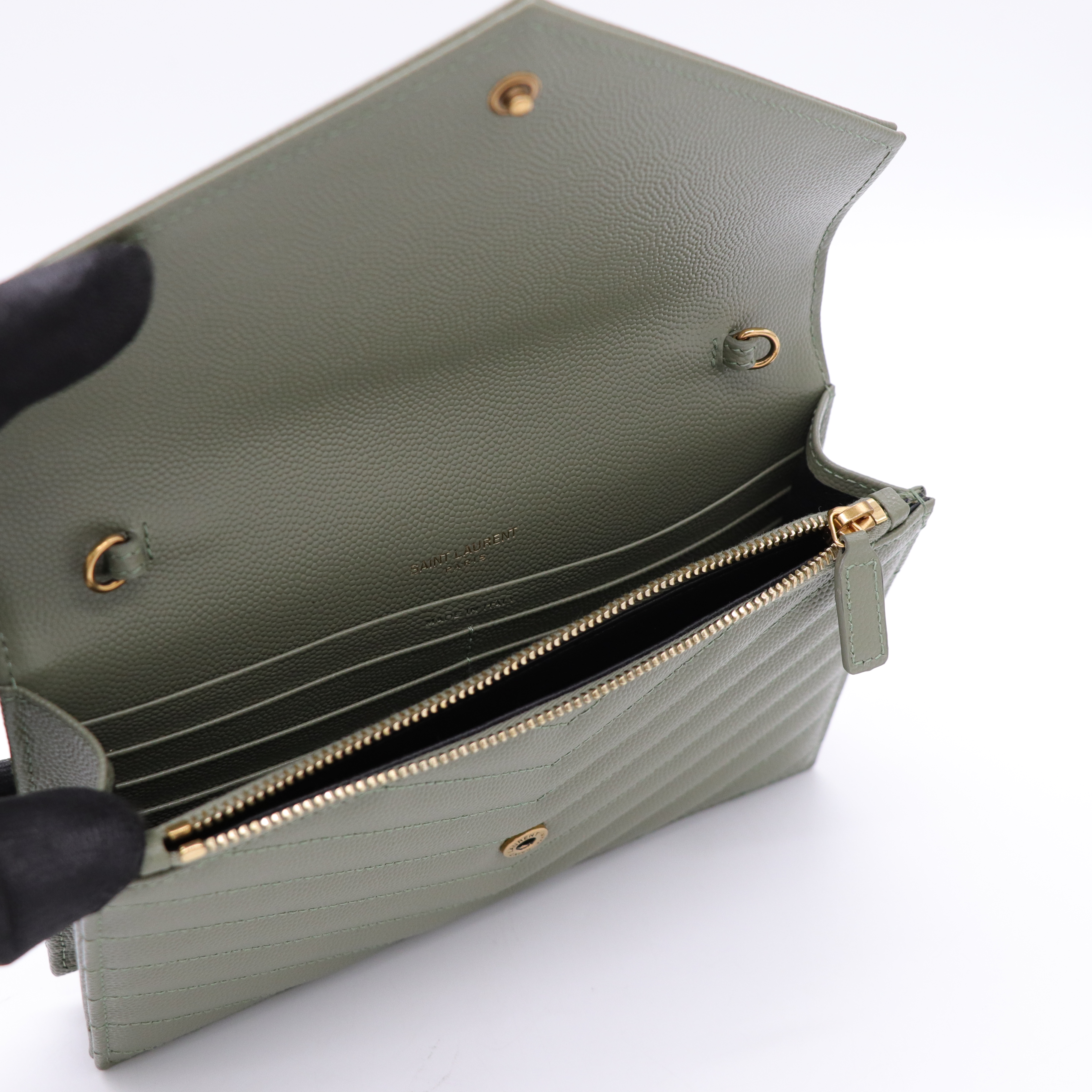 Saint Laurent 聖羅蘭 鼠尾草綠 WOC 信封包 斜背包-7
