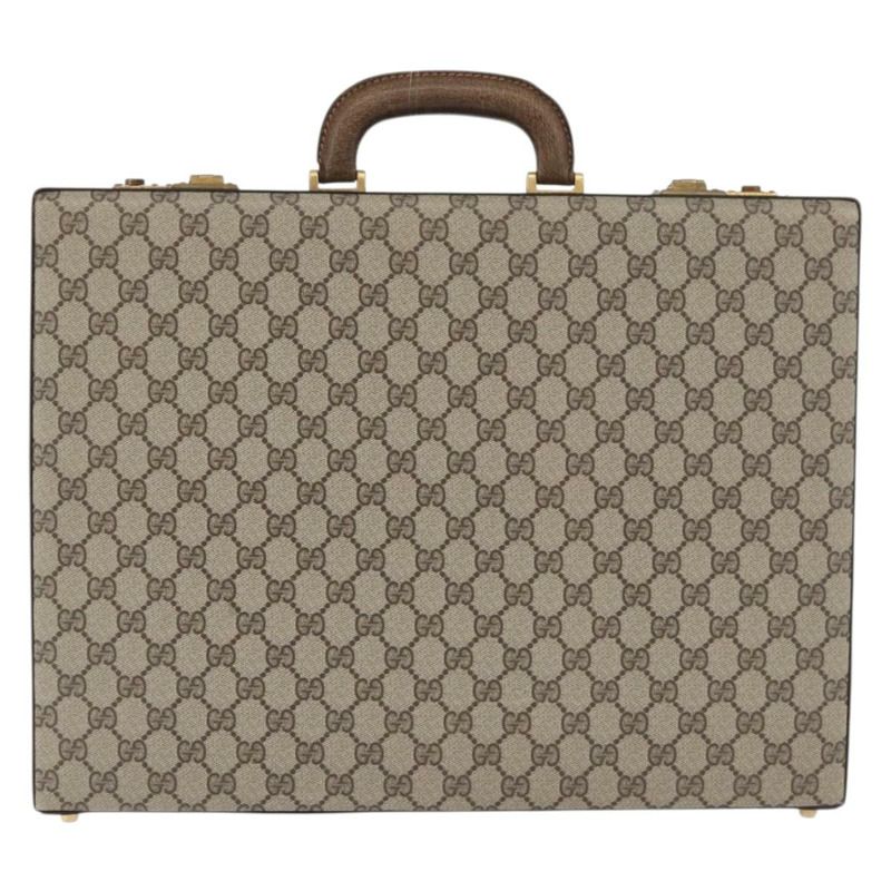 【日本直送】GUCCI GG Plus Supreme 公事包 PVC 米色 金色 正品 175778A-1