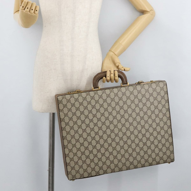 【日本直送】GUCCI GG Plus Supreme 公事包 PVC 米色 金色 正品 175778A-22
