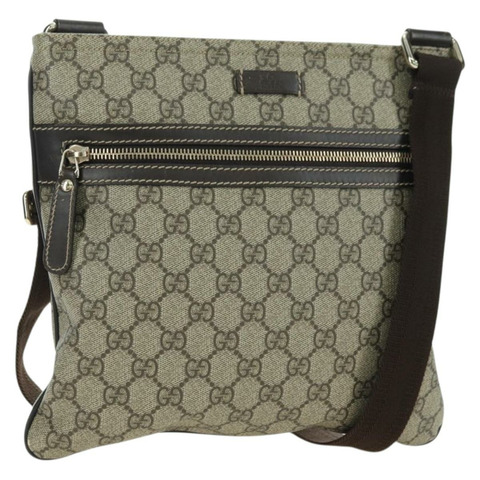 GUCCI GG Supreme 單肩包 PVC 米色 金色 295257 正品 am11420V