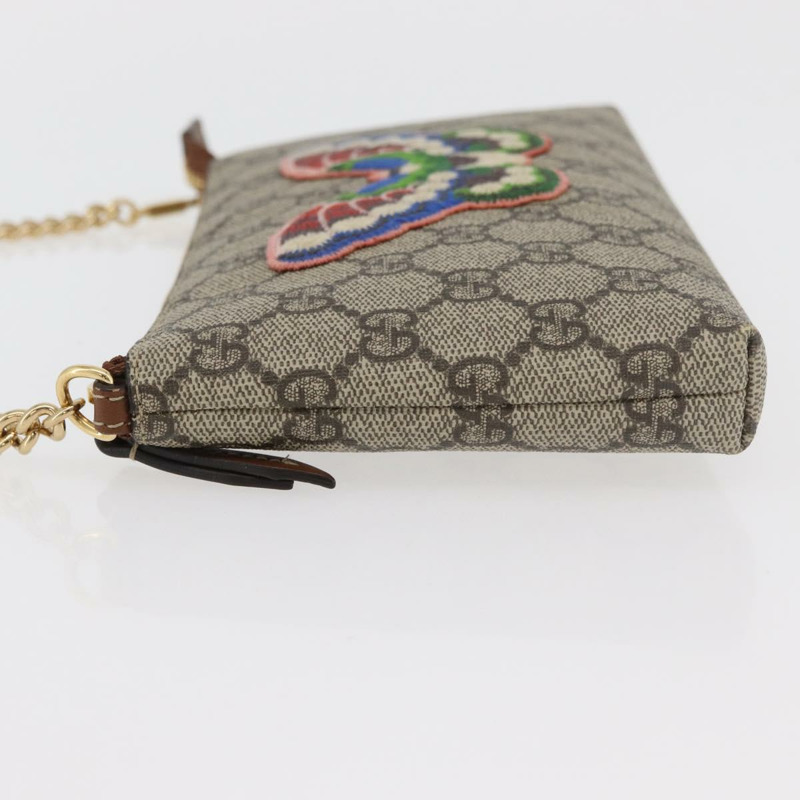 【日本直送】GUCCI GG Supreme 鏈條單肩包 PVC 米色 金色 456866 正品 176776A-3