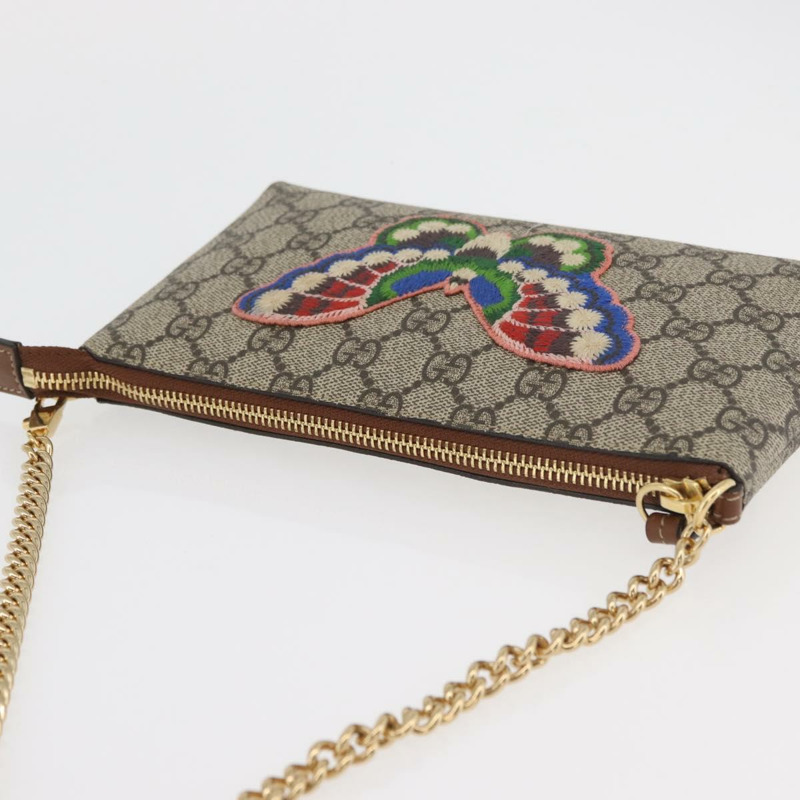 【日本直送】GUCCI GG Supreme 鏈條單肩包 PVC 米色 金色 456866 正品 176776A-5