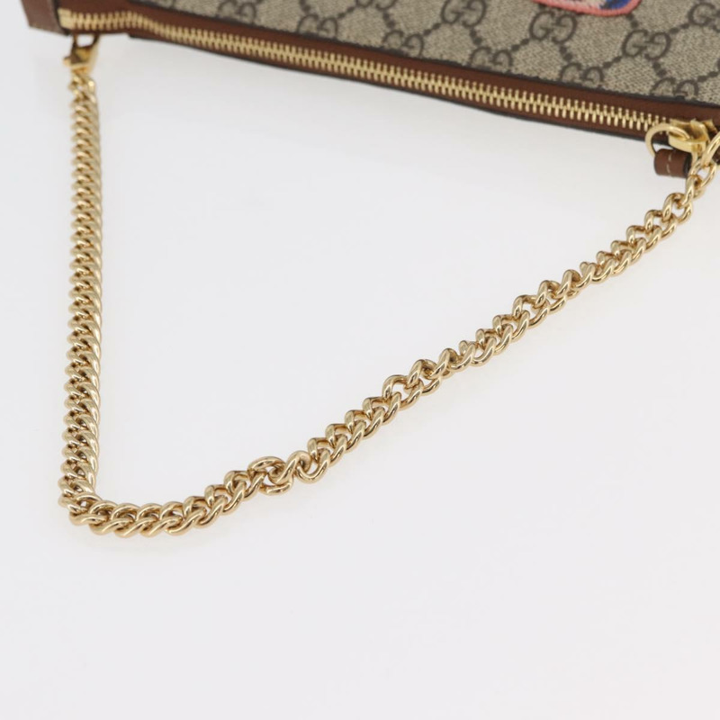 【日本直送】GUCCI GG Supreme 鏈條單肩包 PVC 米色 金色 456866 正品 176776A-6