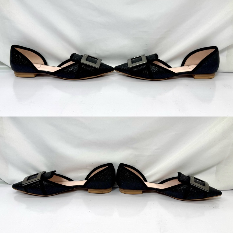 Roger Vivier 經典方扣黑色平底鞋 EU36-3