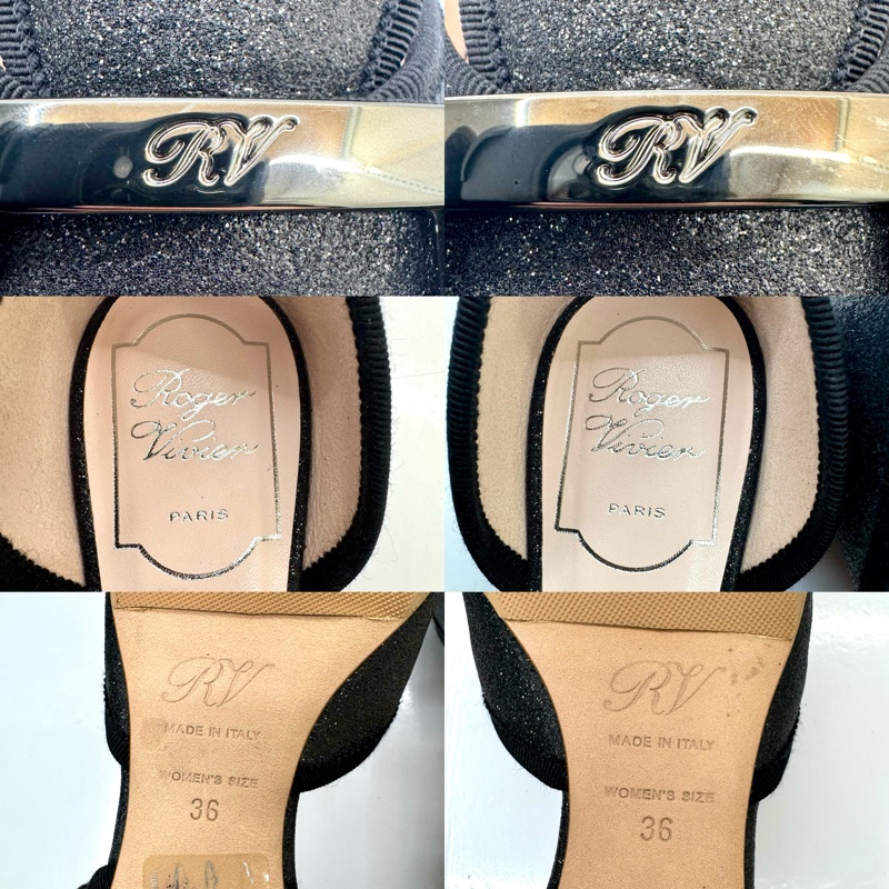 Roger Vivier 經典方扣黑色平底鞋 EU36-5