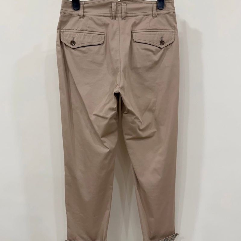 BURBERRY 藍標 反褶格紋戰馬老爺褲-2