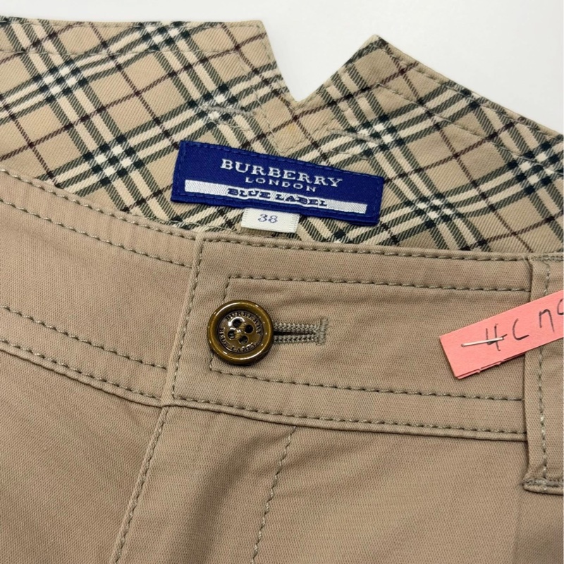 BURBERRY 藍標 反褶格紋戰馬老爺褲-3