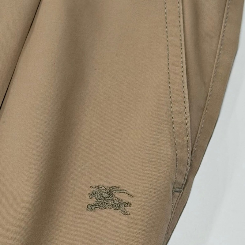BURBERRY 藍標 反褶格紋戰馬老爺褲-4