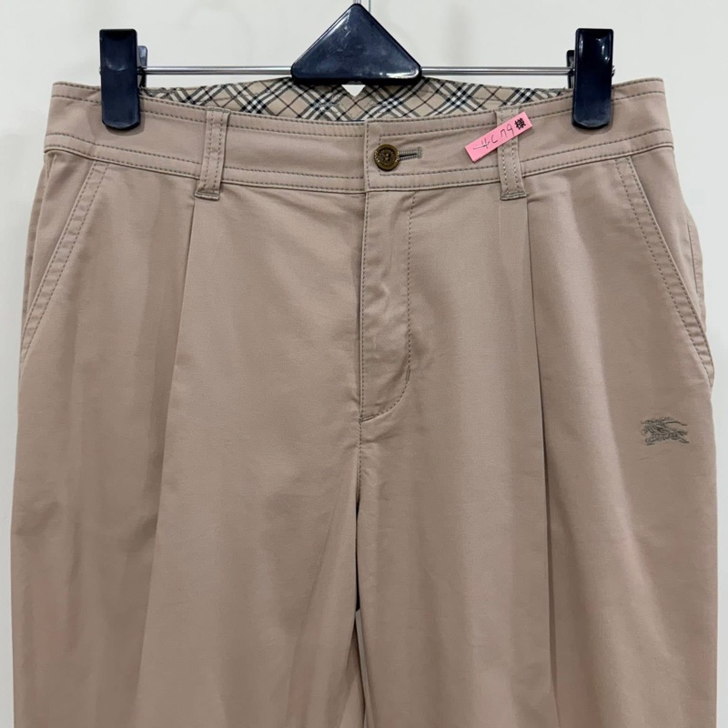 BURBERRY 藍標 反褶格紋戰馬老爺褲-6
