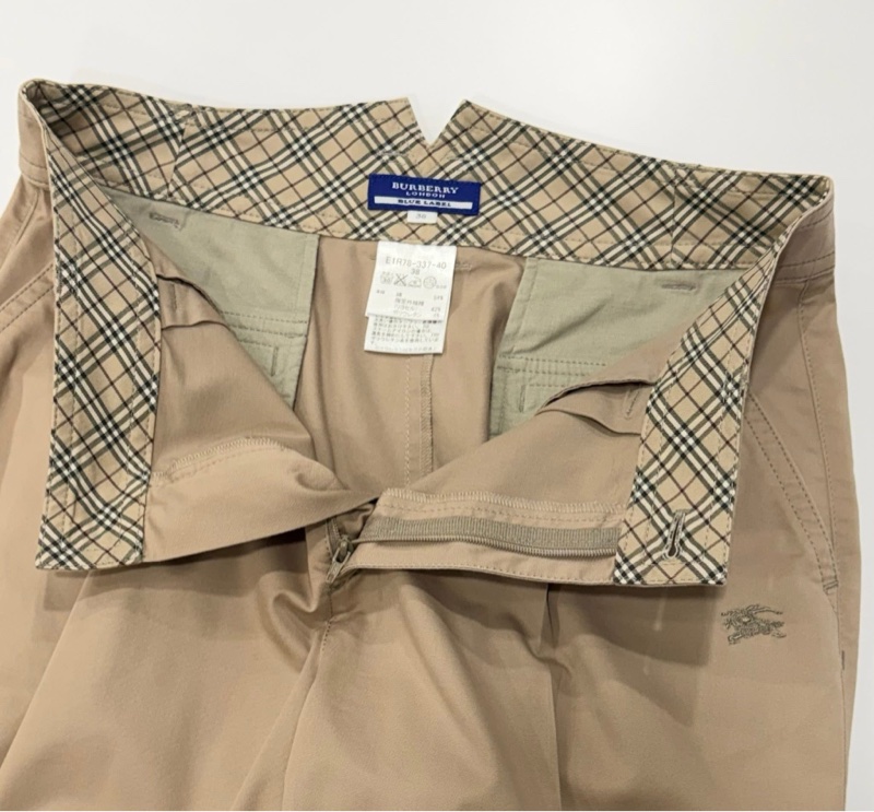 BURBERRY 藍標 反褶格紋戰馬老爺褲-8