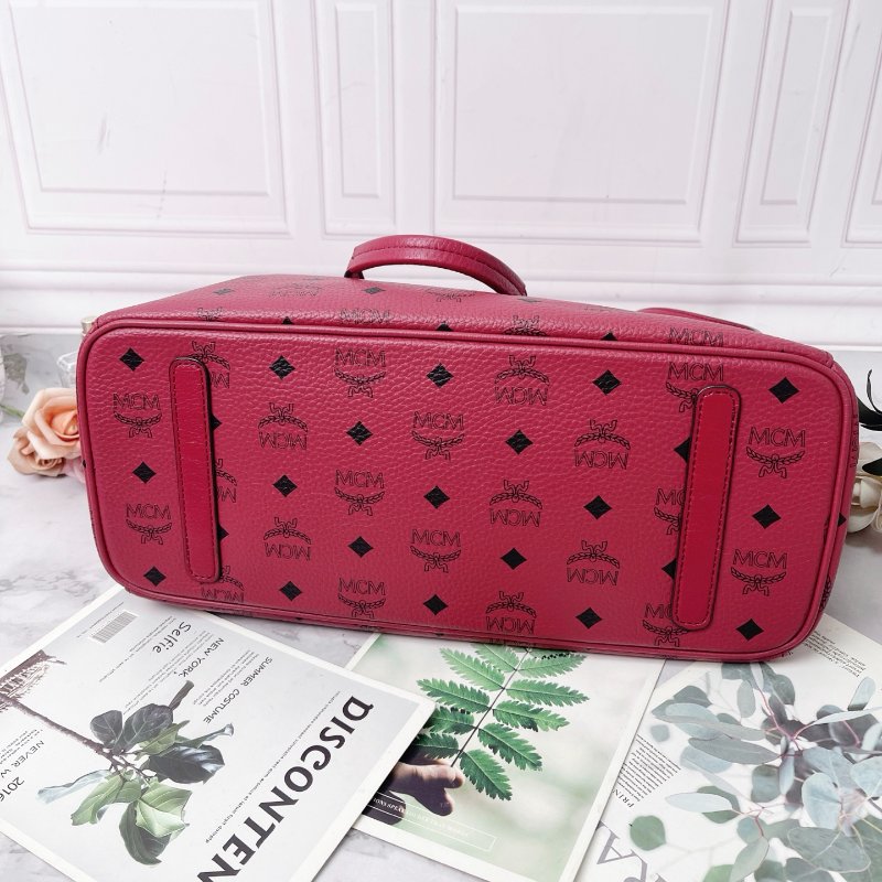 MCM 紅色托特包 37*27*16cm 98新配件塵袋-2