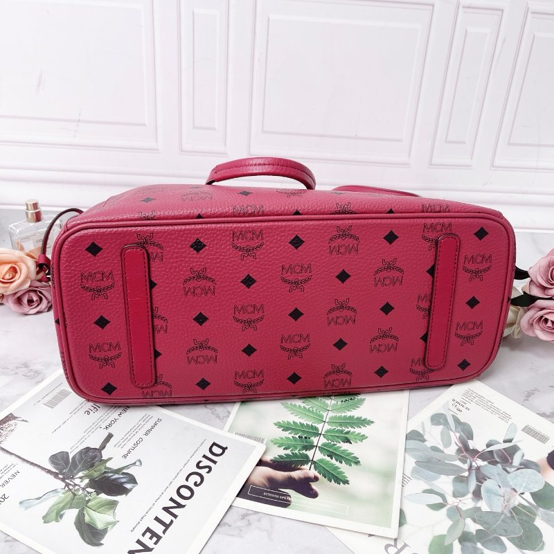 MCM 紅色托特包 37*27*16cm 98新配件塵袋-7