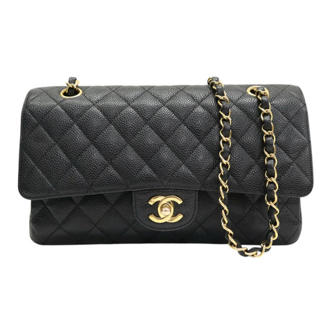 Classic Flap 黑色 荔枝紋牛皮 肩背包 無卡【CHANEL 香奈兒】 A01112