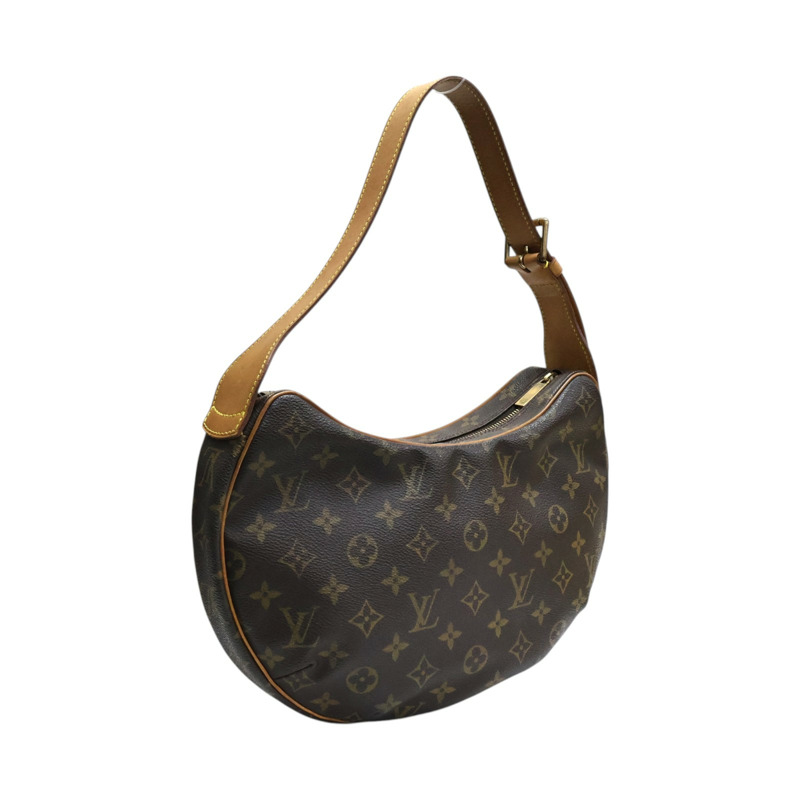 棕色 原花帆布 Croissant MM 肩背包【LOUIS VUITTON LV 路易威登】 M51152-1