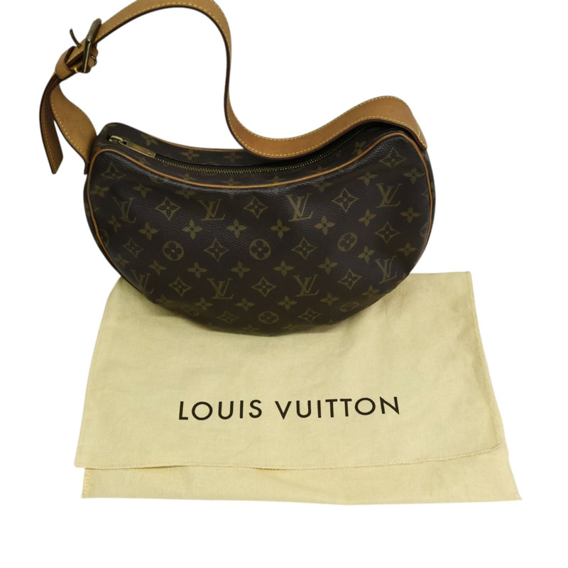 棕色 原花帆布 Croissant MM 肩背包【LOUIS VUITTON LV 路易威登】 M51152-8