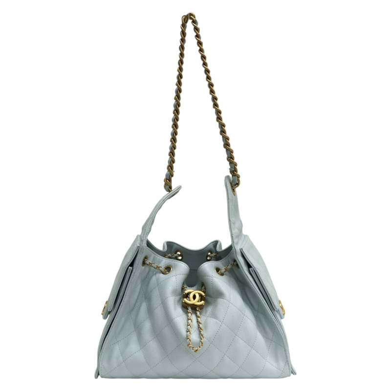 冰藍色牛皮 25 Hobo 鍊帶 肩背包【CHANEL 香奈兒】 AS5293-0