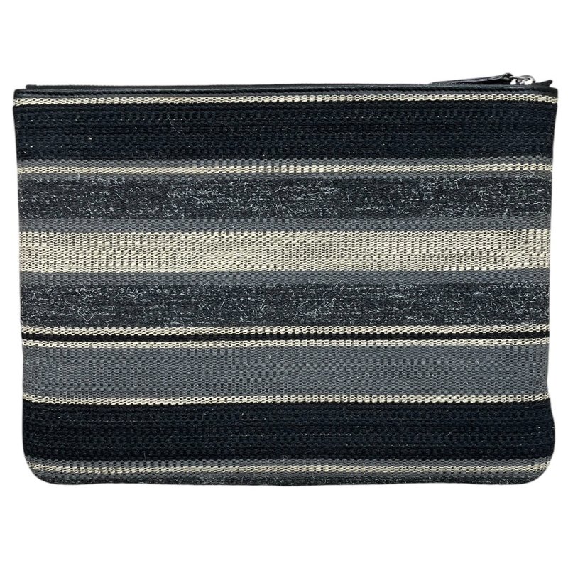 CHANEL 香奈兒 DEAUVILLE 毛呢收納包 羊毛 灰藍色系 銀釦-1