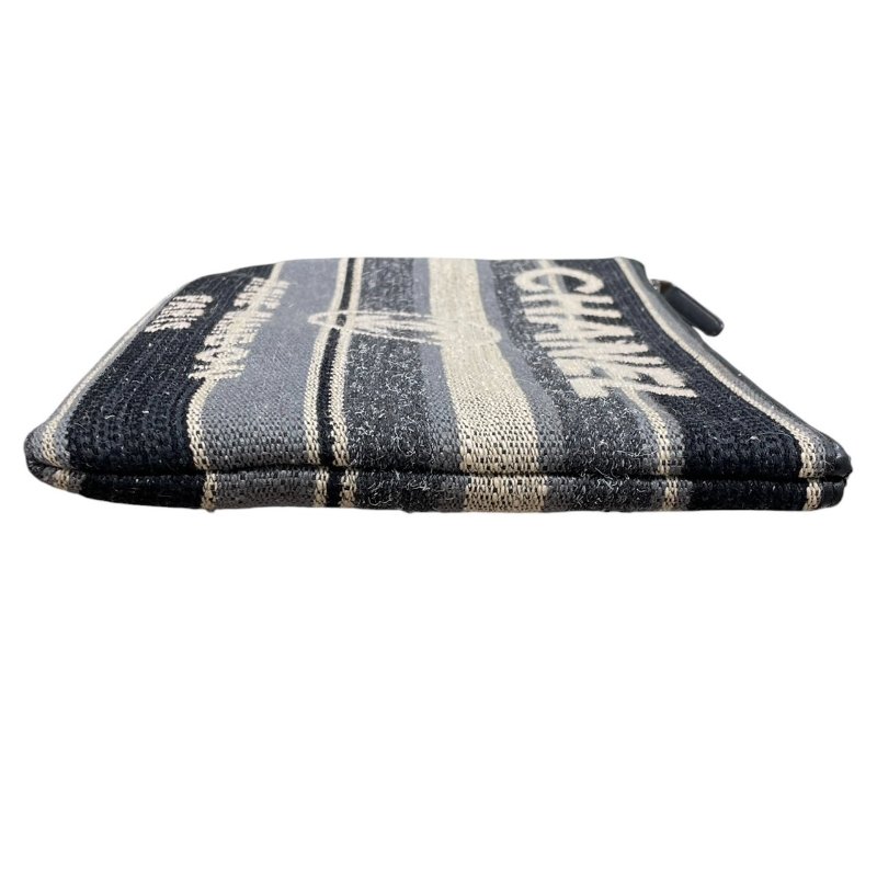 CHANEL 香奈兒 DEAUVILLE 毛呢收納包 羊毛 灰藍色系 銀釦-3