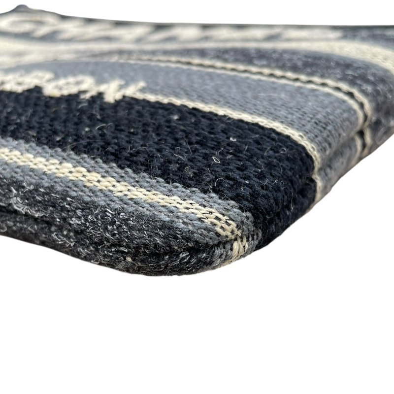 CHANEL 香奈兒 DEAUVILLE 毛呢收納包 羊毛 灰藍色系 銀釦-6