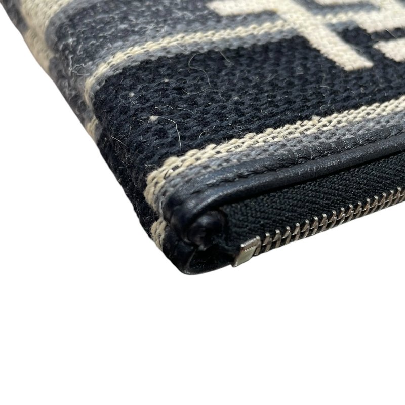 CHANEL 香奈兒 DEAUVILLE 毛呢收納包 羊毛 灰藍色系 銀釦-7