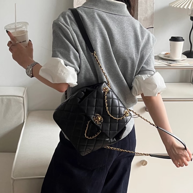 #全新閑置 #全配🈶購證 香奈兒黑金19系列雙肩包-1
