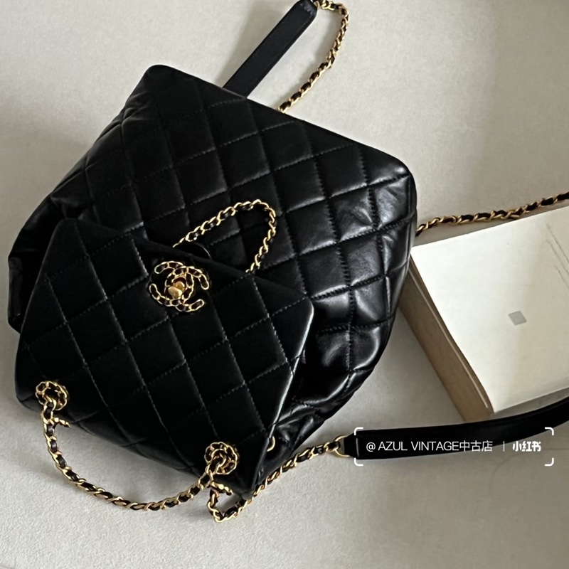 #全新閑置 #全配🈶購證 香奈兒黑金19系列雙肩包-2