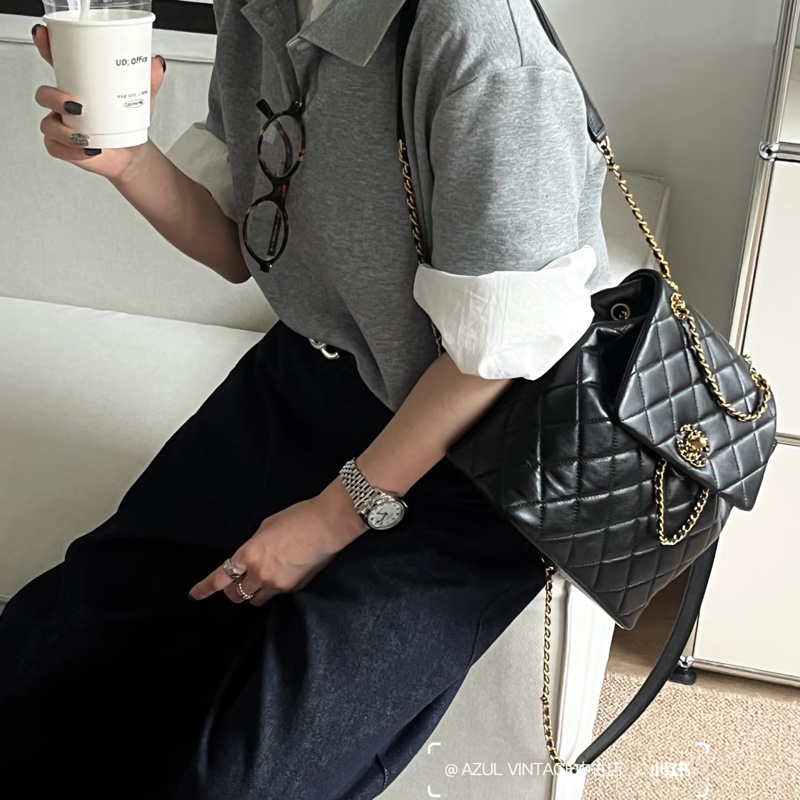 #全新閑置 #全配🈶購證 香奈兒黑金19系列雙肩包-4