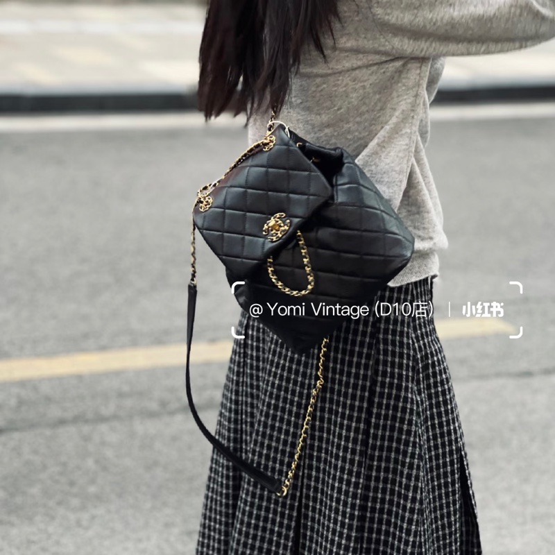 #全新閑置 #全配🈶購證 香奈兒黑金19系列雙肩包-5