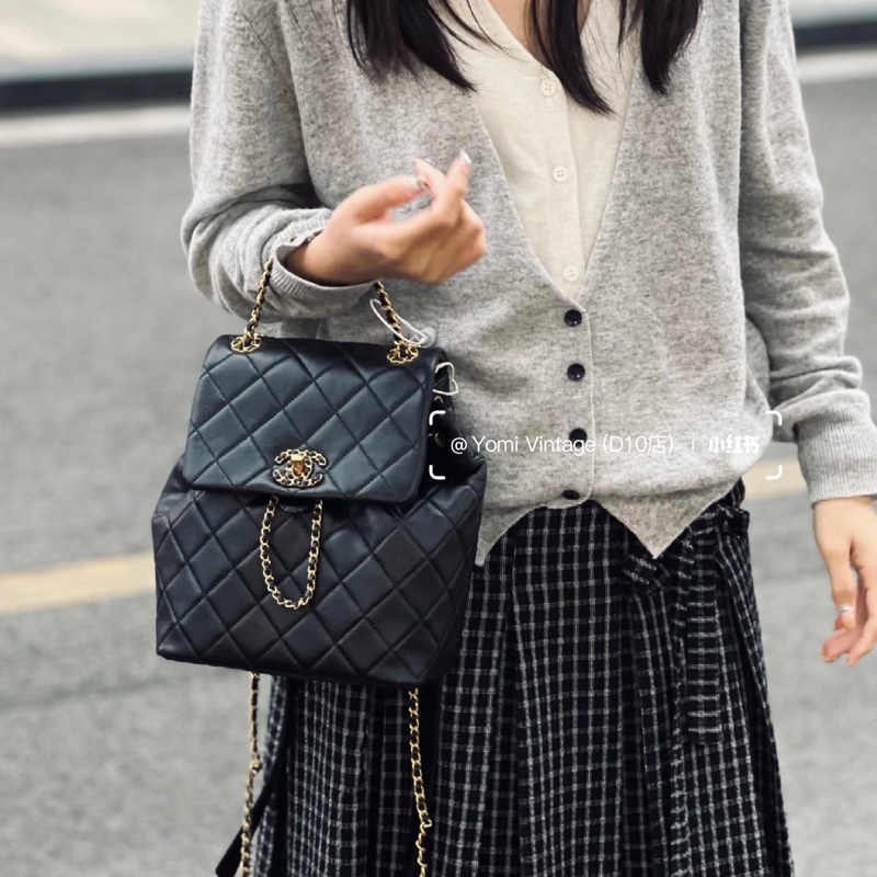 #全新閑置 #全配🈶購證 香奈兒黑金19系列雙肩包-6