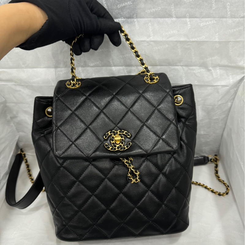 #全新閑置 #全配🈶購證 香奈兒黑金19系列雙肩包-13