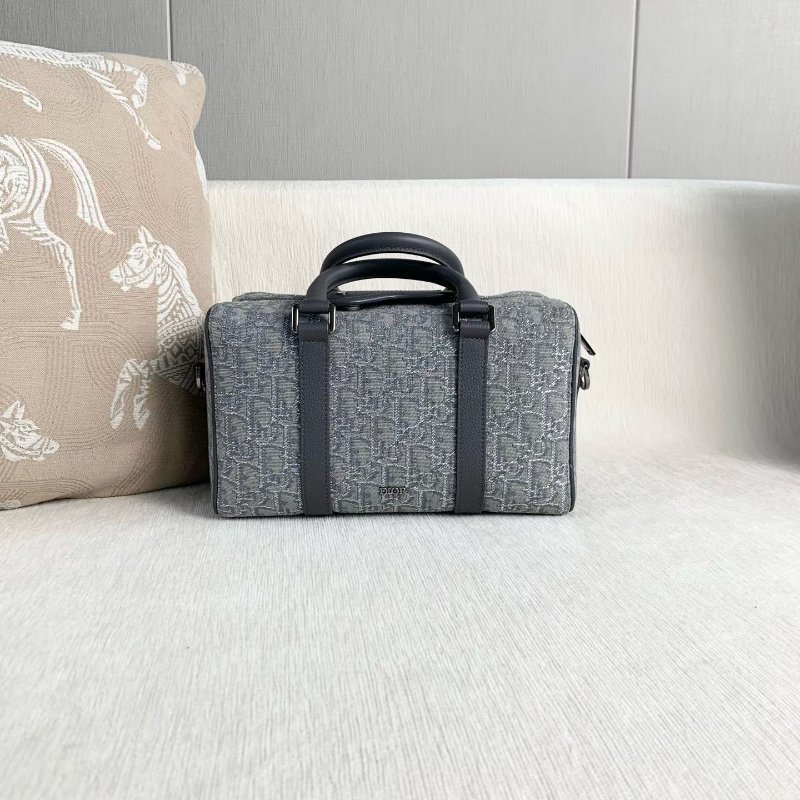 Dior Lingot 26老花刺繡帆布枕頭包 26*16*14  98新配件肩帶 塵袋-2