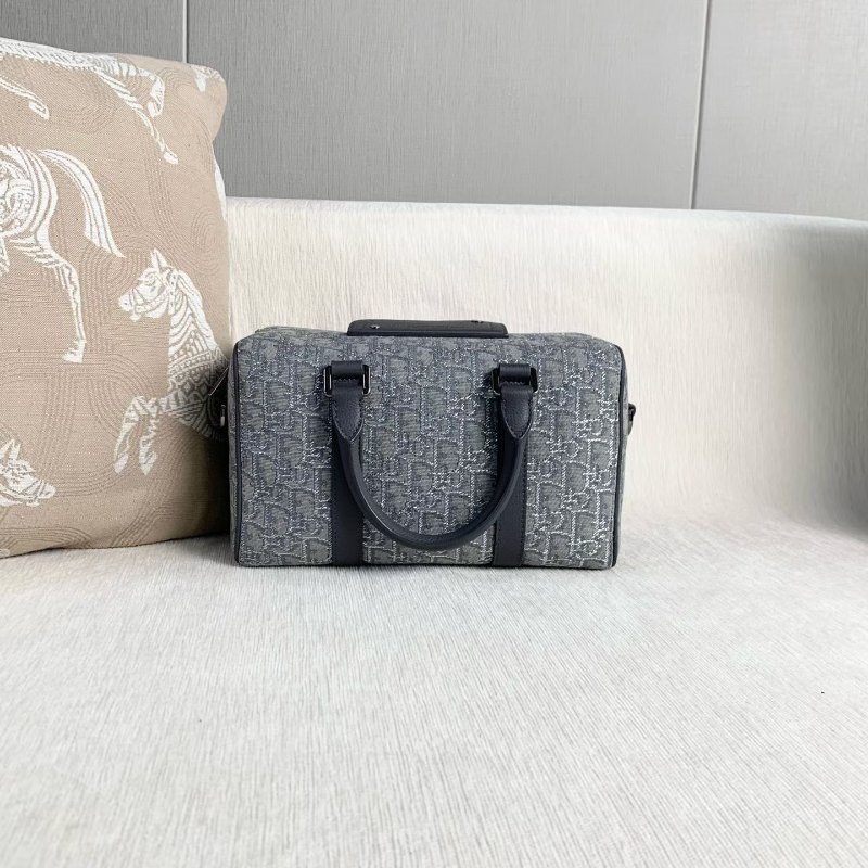 Dior Lingot 26老花刺繡帆布枕頭包 26*16*14  98新配件肩帶 塵袋-3