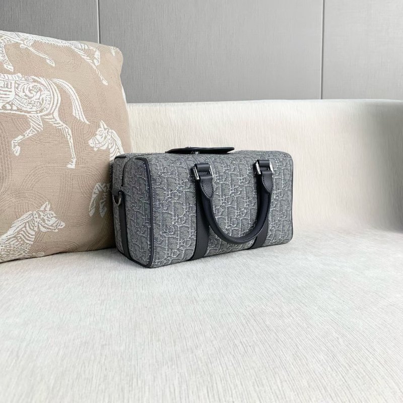 Dior Lingot 26老花刺繡帆布枕頭包 26*16*14  98新配件肩帶 塵袋-4